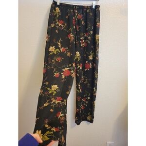 VNT See Through Floral Black Pants Sheer Size Small Red And Black